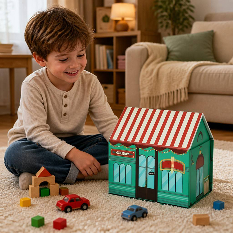 &nbsp;Collapsible house shaped rigid box flat packedjpg