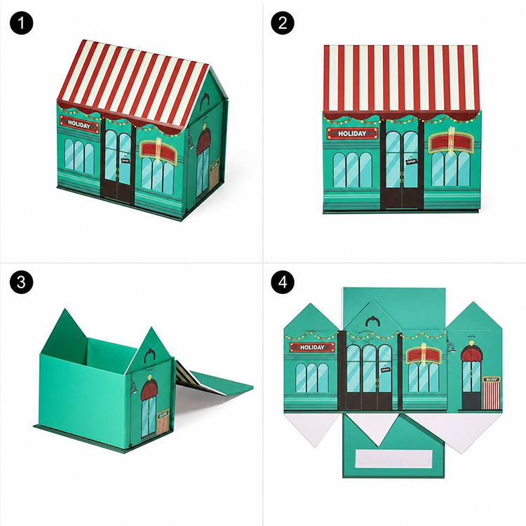 &nbsp;Collapsible house shaped rigid box flat packedjpg