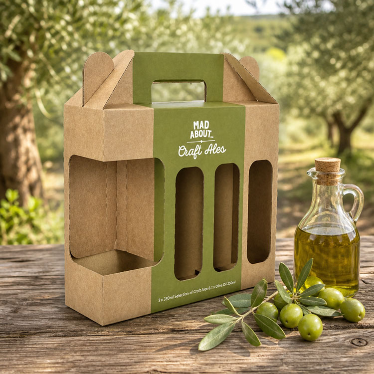 Corrugated wine bottle carrier with die cut handle.jpg